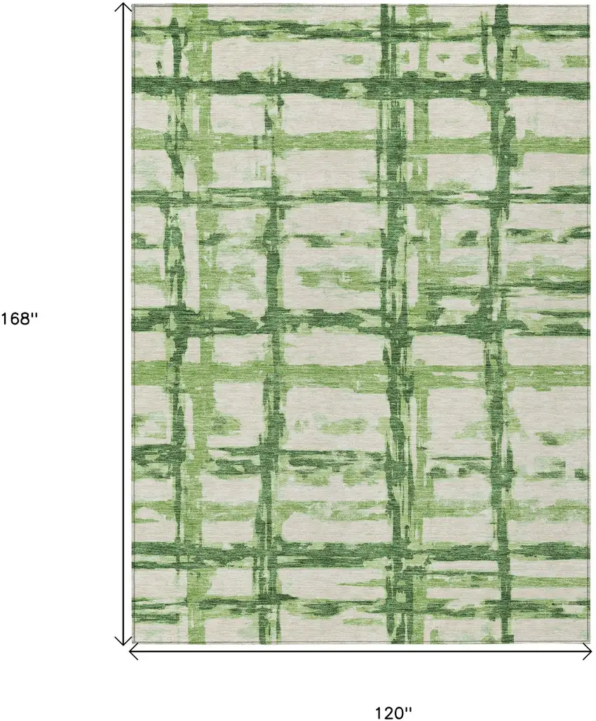 Artichoke Green And Emerald Striped Washable Indoor Outdoor Area Rug Photo 7