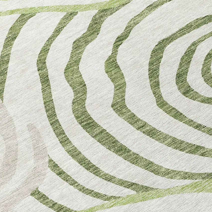 Artichoke Green And Fern Green Abstract Washable Indoor Outdoor Area Rug Photo 6