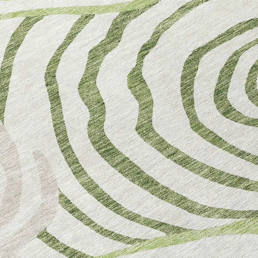 Artichoke Green And Fern Green Abstract Washable Indoor Outdoor Area Rug Photo 6