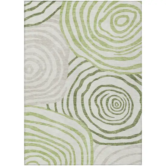 Artichoke Green And Fern Green Abstract Washable Indoor Outdoor Area Rug Photo 2
