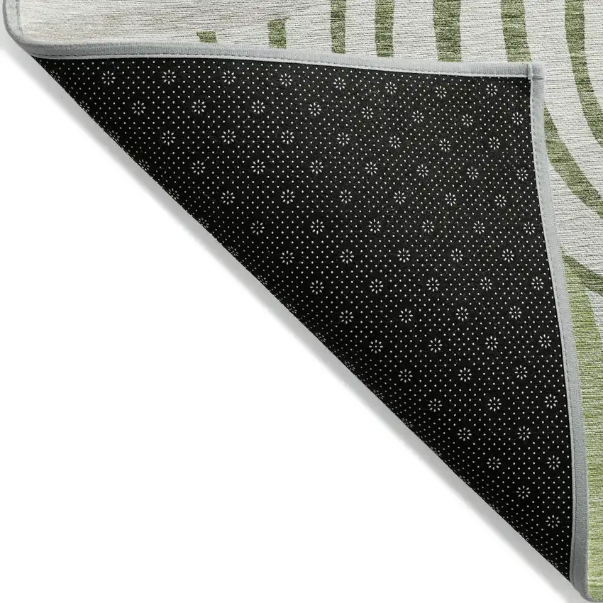 Artichoke Green And Fern Green Abstract Washable Indoor Outdoor Area Rug Photo 3