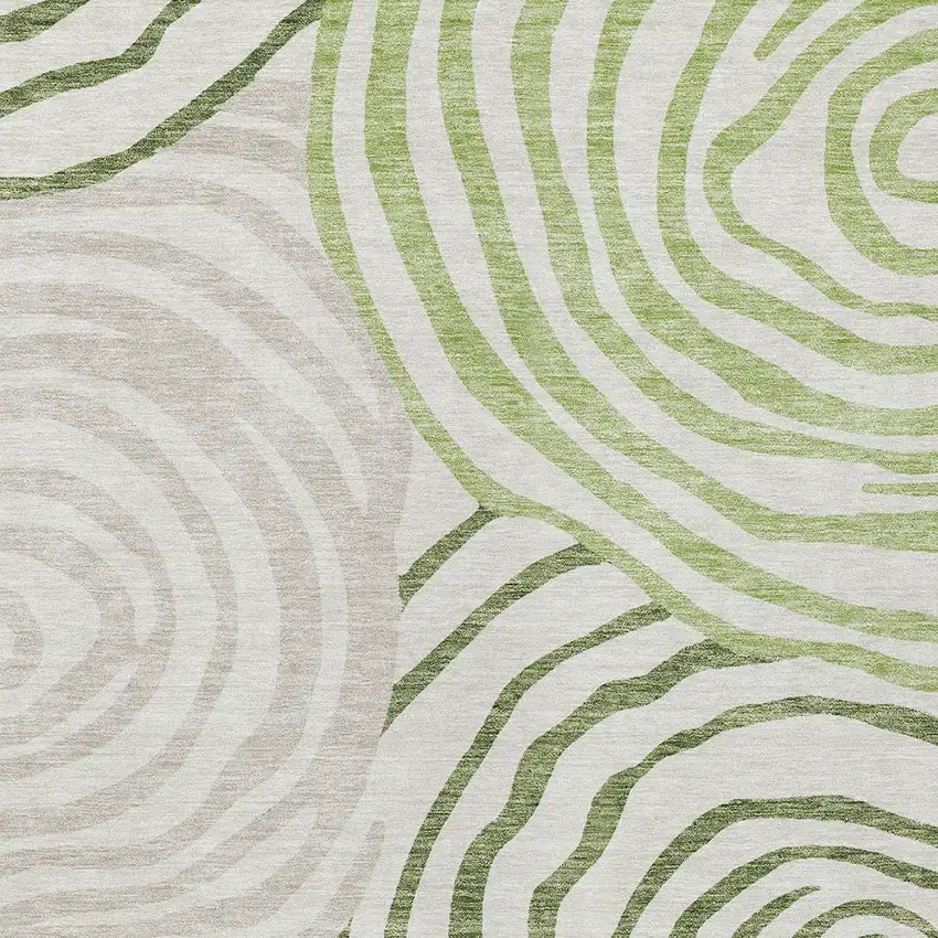 Artichoke Green And Fern Green Abstract Washable Indoor Outdoor Area Rug Photo 5