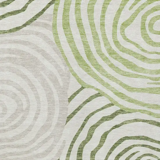 Artichoke Green And Fern Green Abstract Washable Indoor Outdoor Area Rug Photo 5