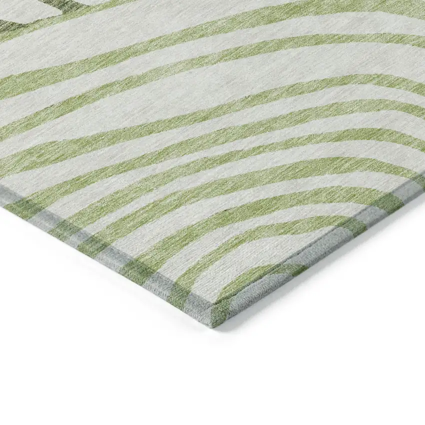 Artichoke Green And Fern Green Abstract Washable Indoor Outdoor Area Rug Photo 4