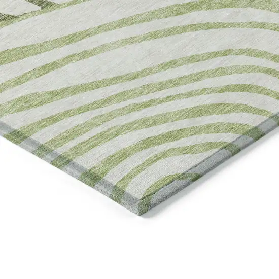 Artichoke Green And Fern Green Abstract Washable Indoor Outdoor Area Rug Photo 4
