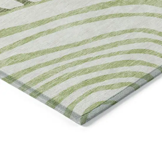 Artichoke Green And Fern Green Abstract Washable Indoor Outdoor Area Rug Photo 4