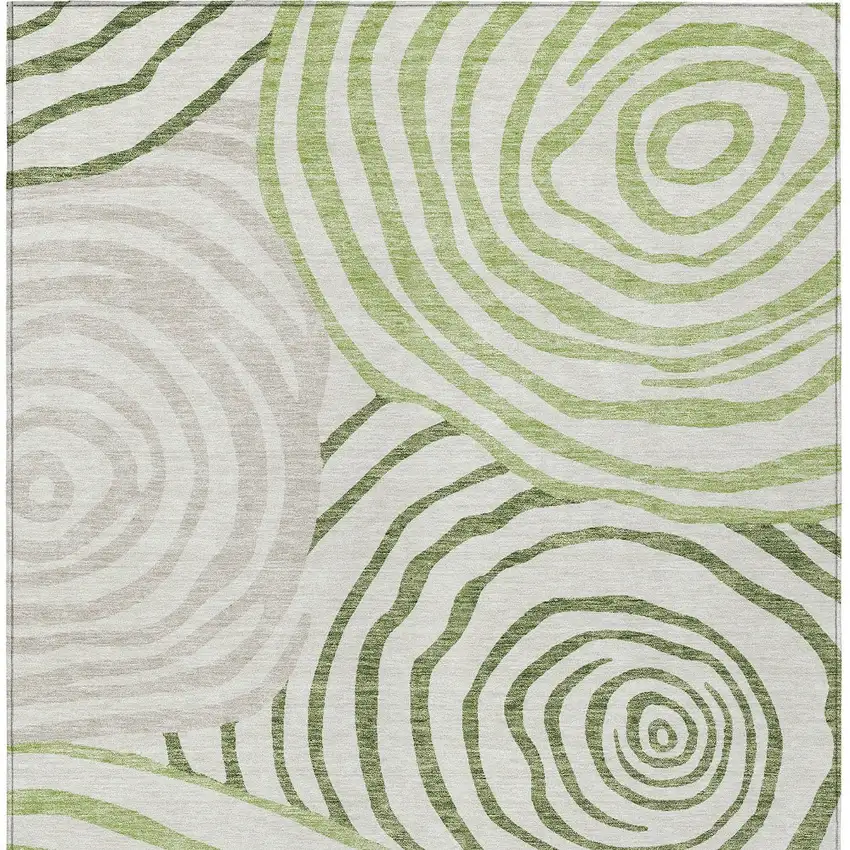 Artichoke Green And Fern Green Abstract Washable Indoor Outdoor Area Rug Photo 7