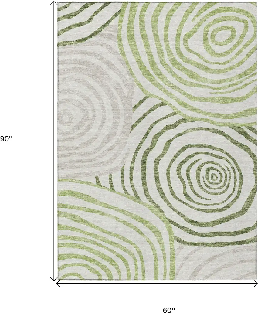 Artichoke Green And Fern Green Abstract Washable Indoor Outdoor Area Rug Photo 3