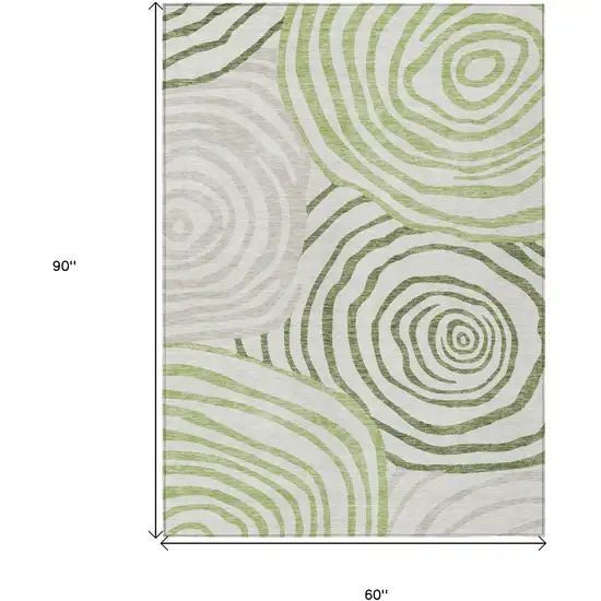 Artichoke Green And Fern Green Abstract Washable Indoor Outdoor Area Rug Photo 3