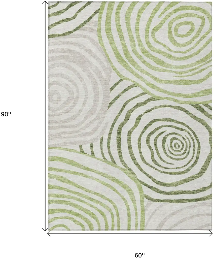 Artichoke Green And Fern Green Abstract Washable Indoor Outdoor Area Rug Photo 3