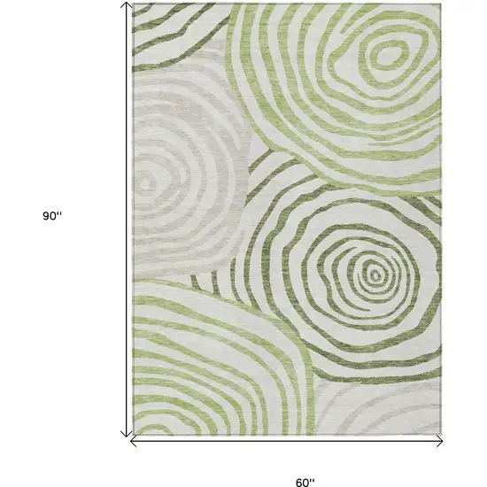 Artichoke Green And Fern Green Abstract Washable Indoor Outdoor Area Rug Photo 3