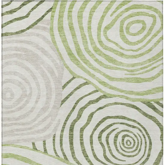 Artichoke Green And Fern Green Abstract Washable Indoor Outdoor Area Rug Photo 5