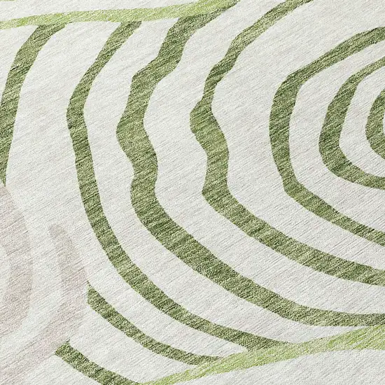 Artichoke Green And Fern Green Abstract Washable Indoor Outdoor Area Rug Photo 6