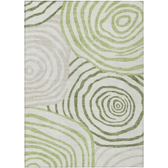 Artichoke Green And Fern Green Abstract Washable Indoor Outdoor Area Rug Photo 1