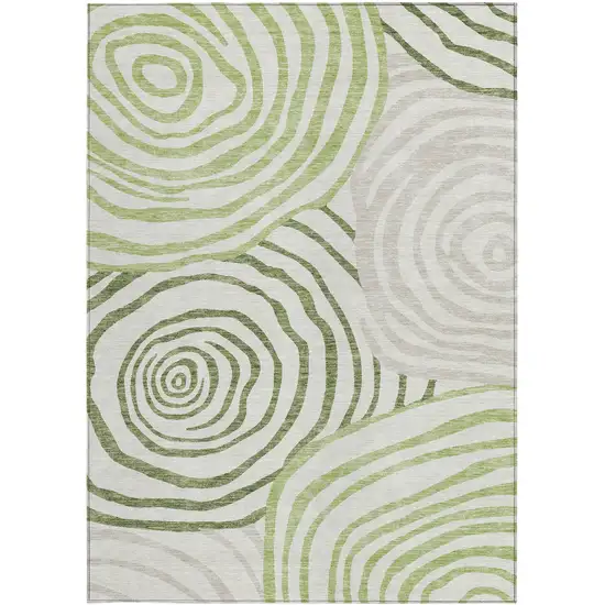 Artichoke Green And Fern Green Abstract Washable Indoor Outdoor Area Rug Photo 6