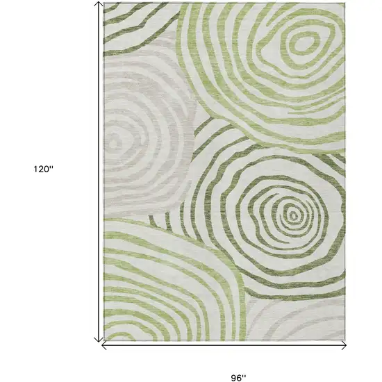Artichoke Green And Fern Green Abstract Washable Indoor Outdoor Area Rug Photo 3