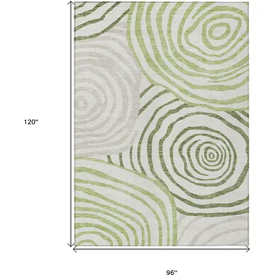 Artichoke Green And Fern Green Abstract Washable Indoor Outdoor Area Rug Photo 3
