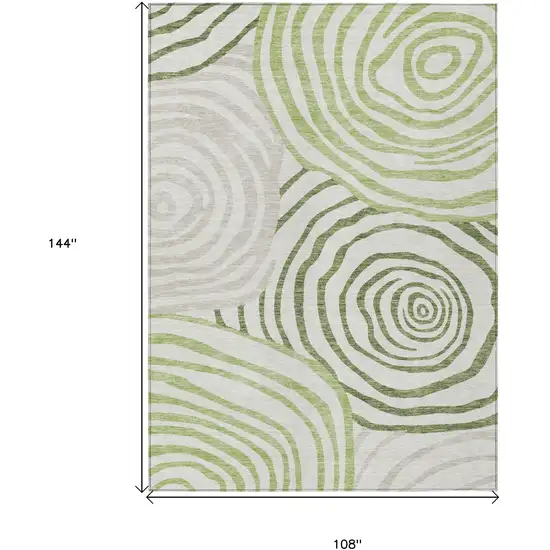 Artichoke Green And Fern Green Abstract Washable Indoor Outdoor Area Rug Photo 3