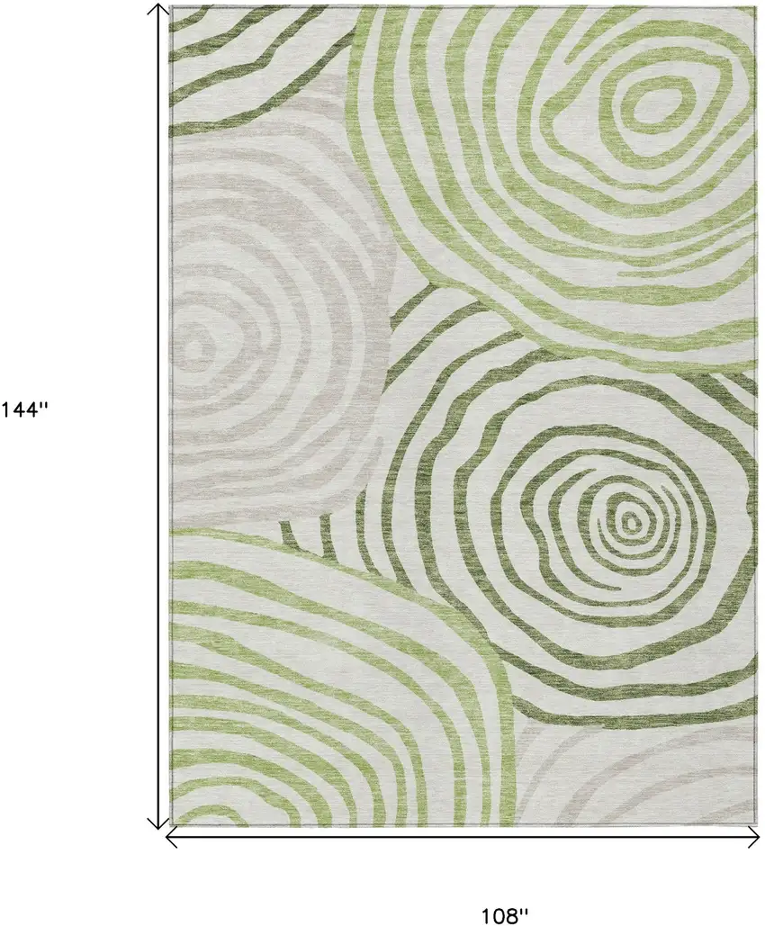 Artichoke Green And Fern Green Abstract Washable Indoor Outdoor Area Rug Photo 3