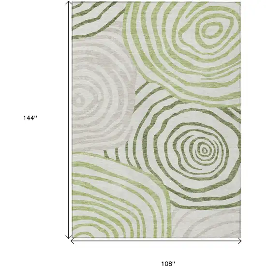 Artichoke Green And Fern Green Abstract Washable Indoor Outdoor Area Rug Photo 3