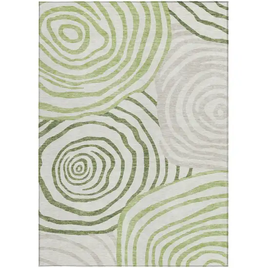 Artichoke Green And Fern Green Abstract Washable Indoor Outdoor Area Rug Photo 6