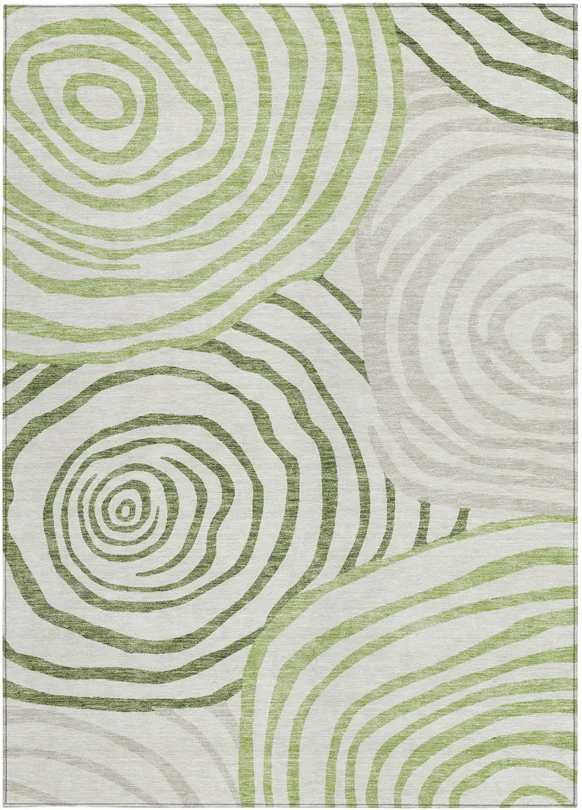 Artichoke Green And Fern Green Abstract Washable Indoor Outdoor Area Rug Photo 5