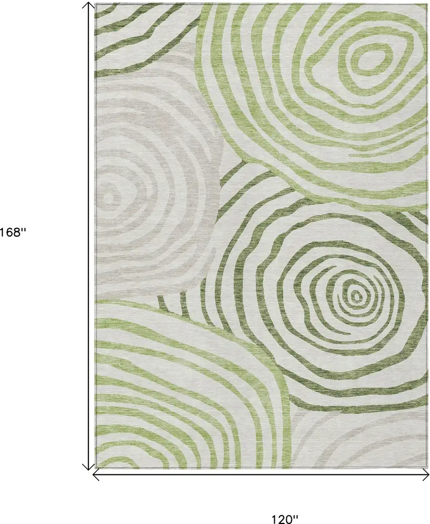 Artichoke Green And Fern Green Abstract Washable Indoor Outdoor Area Rug Photo 3