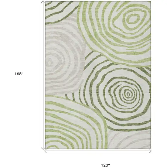 Artichoke Green And Fern Green Abstract Washable Indoor Outdoor Area Rug Photo 3