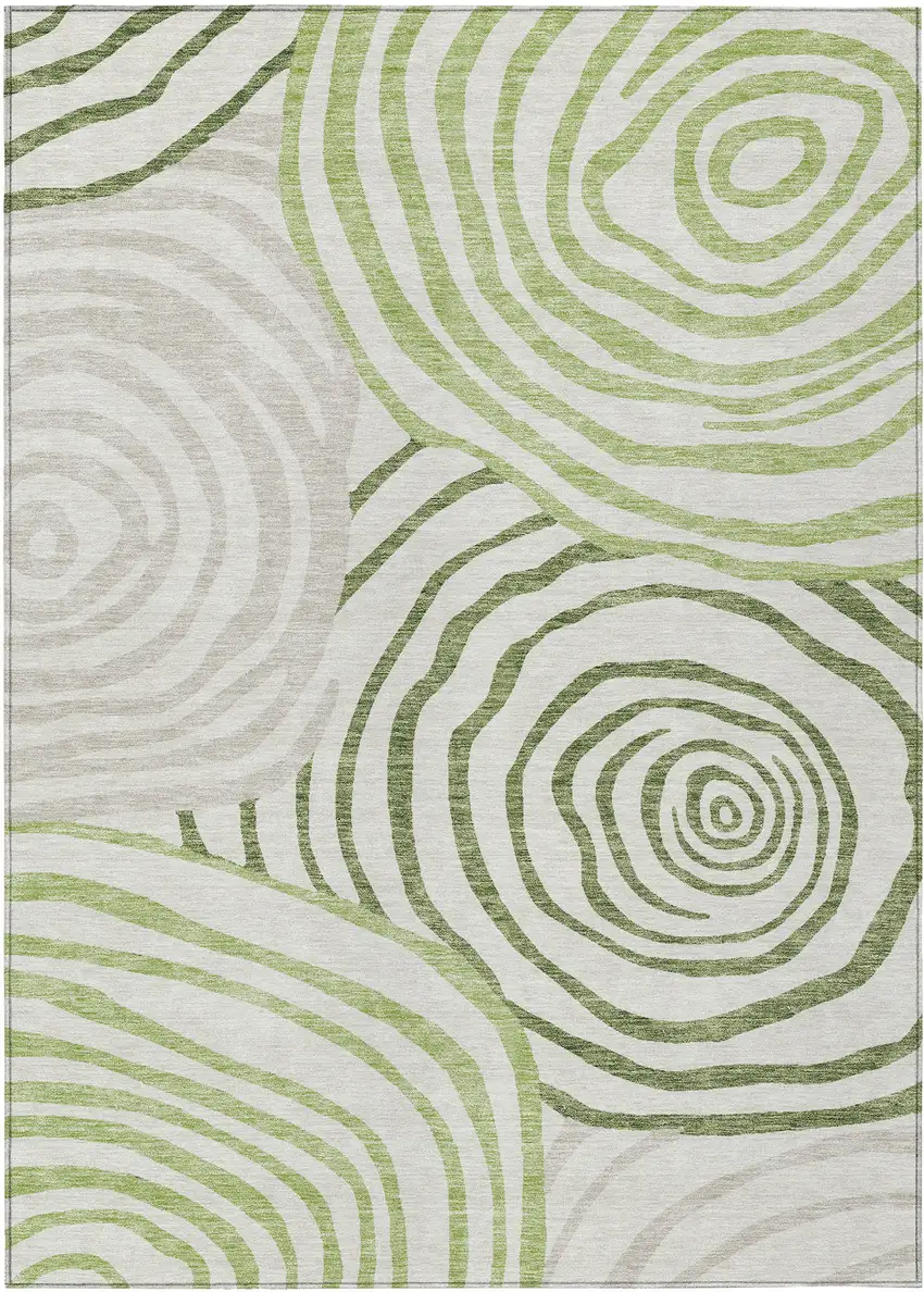 Artichoke Green And Fern Green Abstract Washable Indoor Outdoor Area Rug Photo 2
