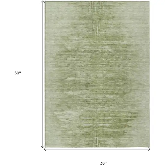 Artichoke Green And Fern Green Abstract Washable Indoor Outdoor Area Rug Photo 3