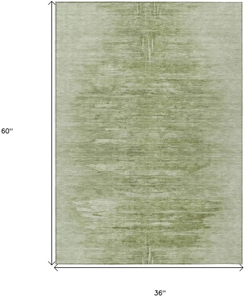 Artichoke Green And Fern Green Abstract Washable Indoor Outdoor Area Rug Photo 3