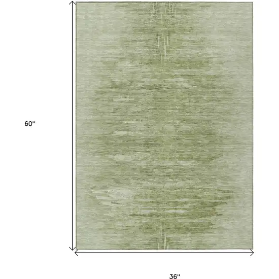 Artichoke Green And Fern Green Abstract Washable Indoor Outdoor Area Rug Photo 3