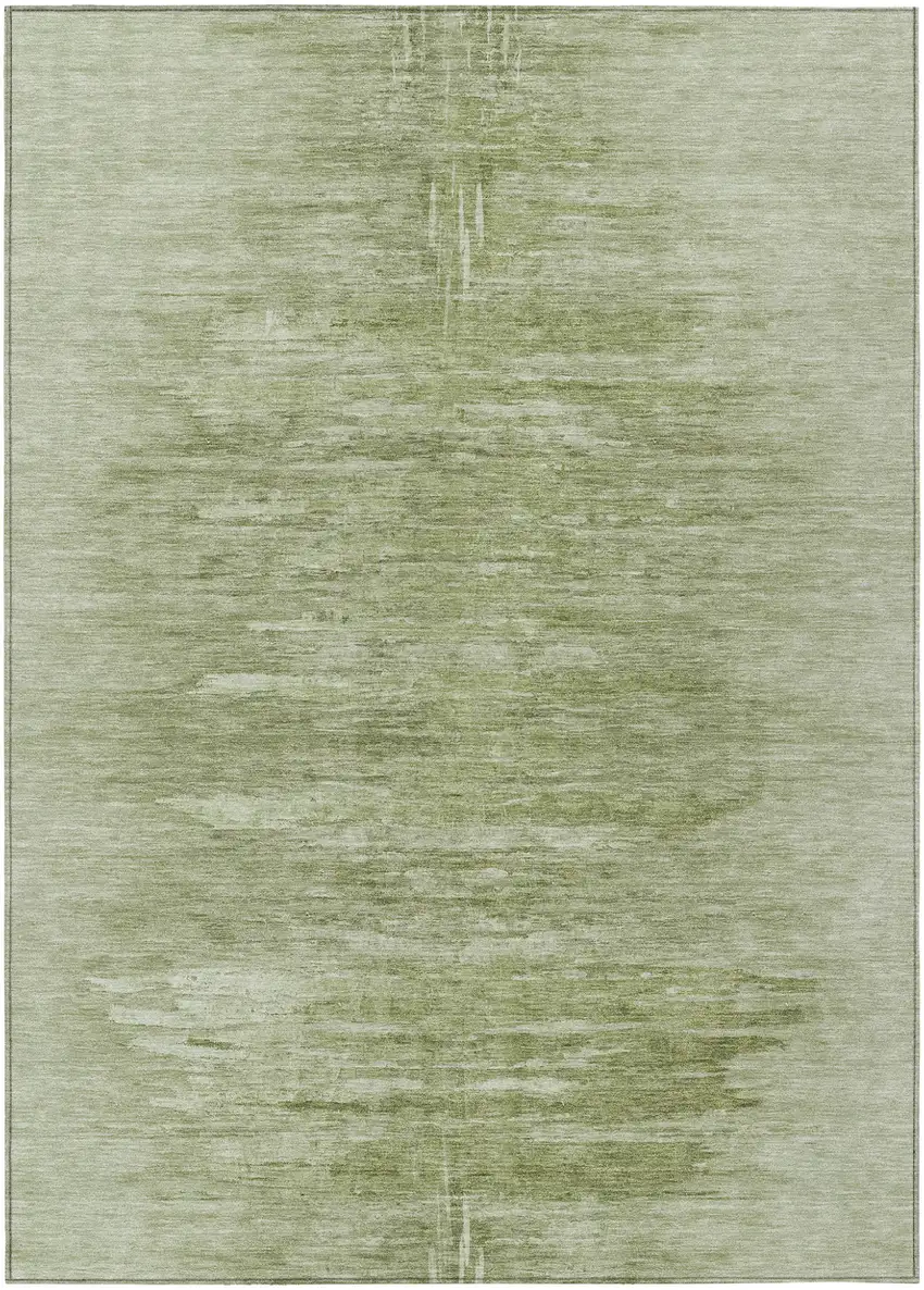 Artichoke Green And Fern Green Abstract Washable Indoor Outdoor Area Rug Photo 2