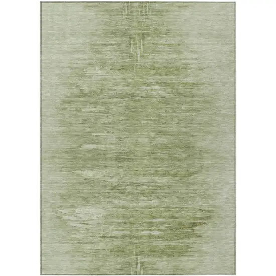 Artichoke Green And Fern Green Abstract Washable Indoor Outdoor Area Rug Photo 2