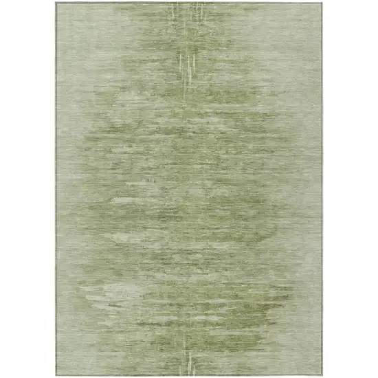Artichoke Green And Fern Green Abstract Washable Indoor Outdoor Area Rug Photo 2