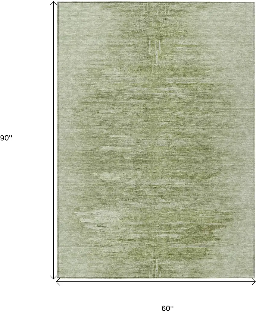 Artichoke Green And Fern Green Abstract Washable Indoor Outdoor Area Rug Photo 3