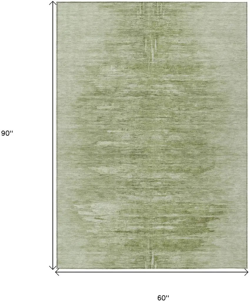 Artichoke Green And Fern Green Abstract Washable Indoor Outdoor Area Rug Photo 3