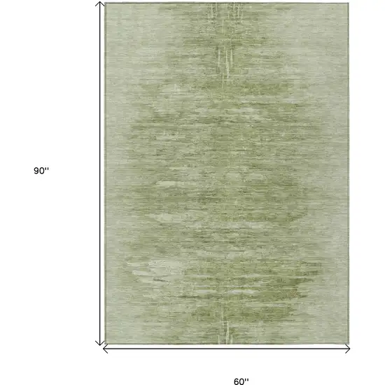Artichoke Green And Fern Green Abstract Washable Indoor Outdoor Area Rug Photo 3