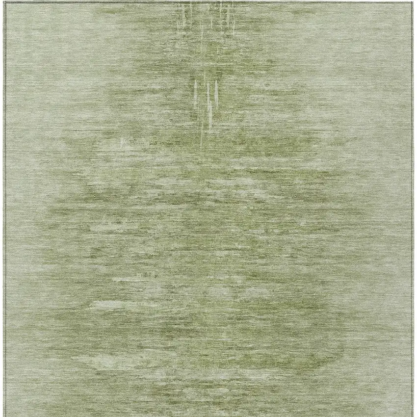 Artichoke Green And Fern Green Abstract Washable Indoor Outdoor Area Rug Photo 7