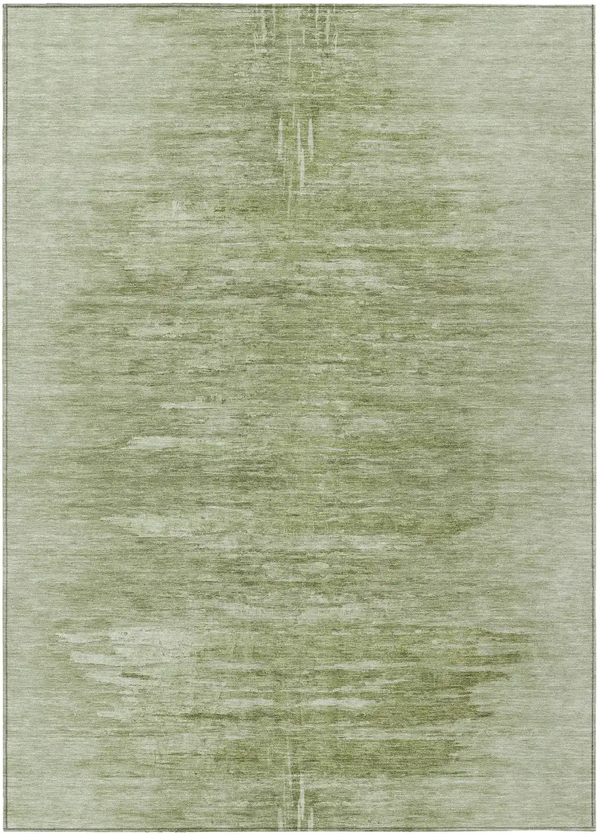Artichoke Green And Fern Green Abstract Washable Indoor Outdoor Area Rug Photo 2