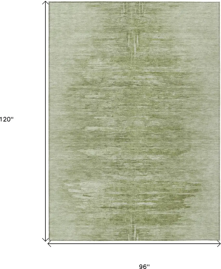 Artichoke Green And Fern Green Abstract Washable Indoor Outdoor Area Rug Photo 3