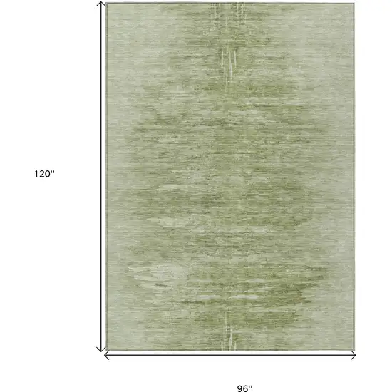 Artichoke Green And Fern Green Abstract Washable Indoor Outdoor Area Rug Photo 3