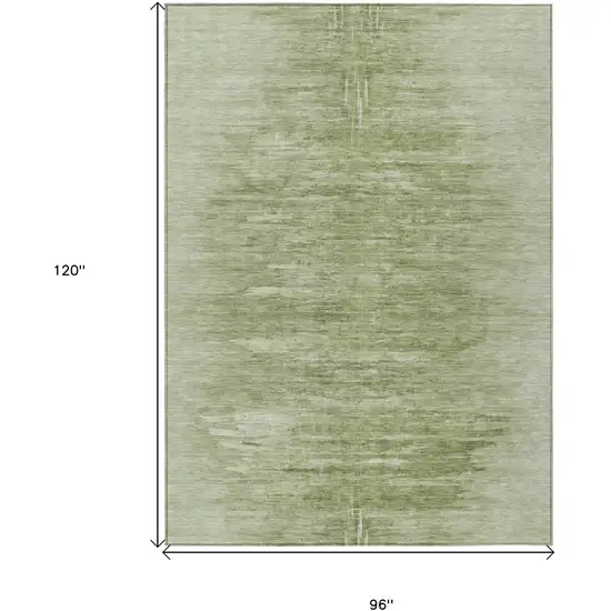 Artichoke Green And Fern Green Abstract Washable Indoor Outdoor Area Rug Photo 3
