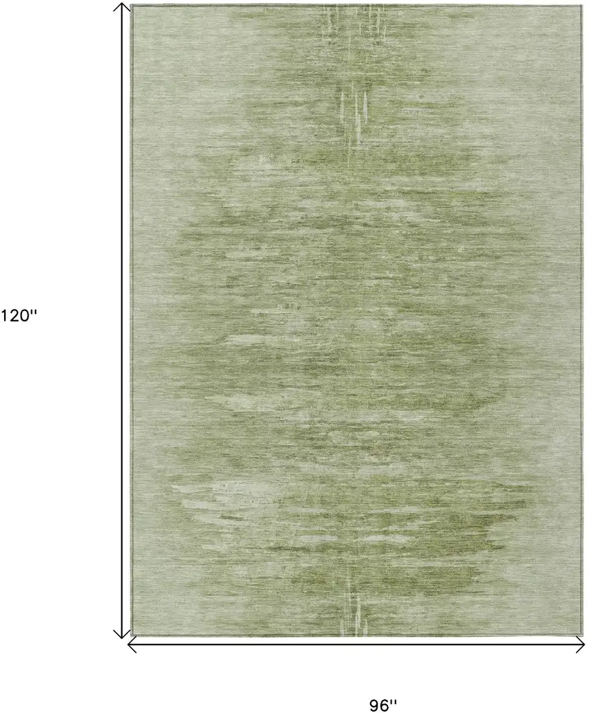 Artichoke Green And Fern Green Abstract Washable Indoor Outdoor Area Rug Photo 3