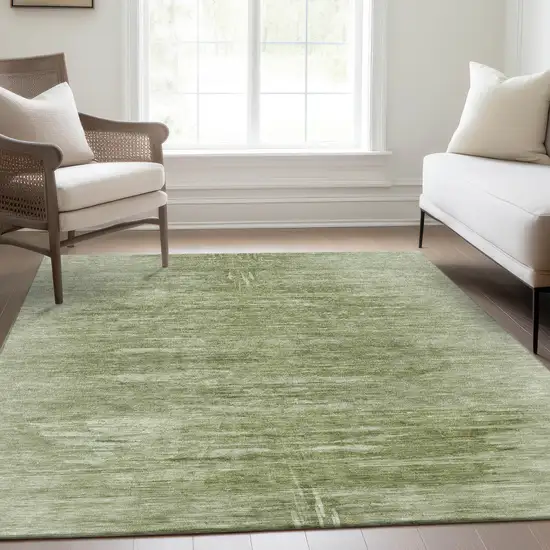 Artichoke Green And Fern Green Abstract Washable Indoor Outdoor Area Rug Photo 9