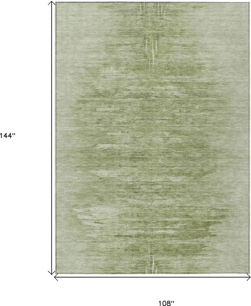 Artichoke Green And Fern Green Abstract Washable Indoor Outdoor Area Rug Photo 3