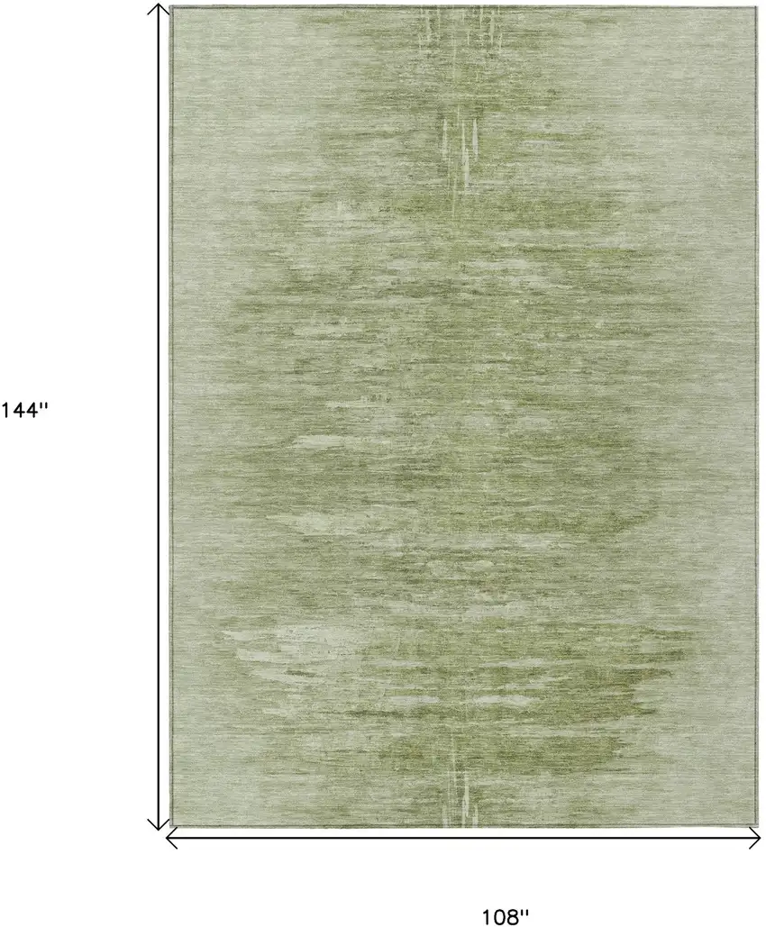 Artichoke Green And Fern Green Abstract Washable Indoor Outdoor Area Rug Photo 3