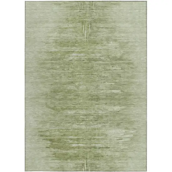 Artichoke Green And Fern Green Abstract Washable Indoor Outdoor Area Rug Photo 7