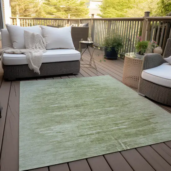 Artichoke Green And Fern Green Abstract Washable Indoor Outdoor Area Rug Photo 8