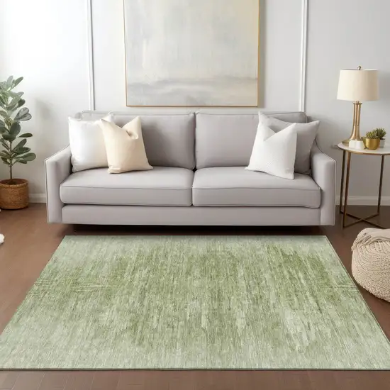 Artichoke Green And Fern Green Abstract Washable Indoor Outdoor Area Rug Photo 9